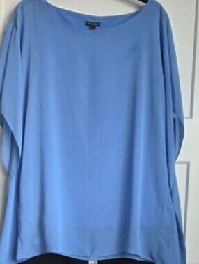 0002.  AT Blue Dress Blouse/LOFT Cropped Wide Leg Pants